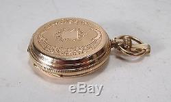 Antique 1870s Louis Jacot Locle Swiss 14K Gold Key Set Pocket Watch with Box AsIs