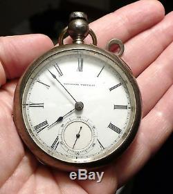 Antique 1871 Coin Silver Elgin Pocket Watch 18 Size 7 Jewels Key Wind Working