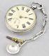 Antique 1872 Fusee Sterling Silver Pocket Watch And Fob Good Working Condition