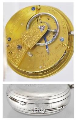 Antique 1872 Fusee Sterling Silver Pocket Watch And Fob Good Working Condition