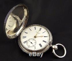 Antique 1878 Sterling Silver Full Hunter Rotherhams London Fusee Pocket Watch