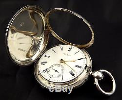 Antique 1878 Sterling Silver Full Hunter Rotherhams London Fusee Pocket Watch
