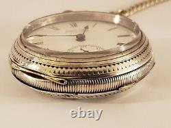 Antique 1883 WALTHAM Victorian 15J Gents 18s Coin Silver RR Pocket Watch withChain