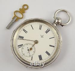 Antique 1884 Hallmarked Sterling Silver Dial Pocket Watch J Cameron Kilmarnock