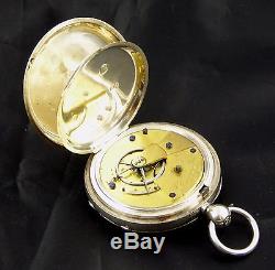 Antique 1884 Hallmarked Sterling Silver Dial Pocket Watch J Cameron Kilmarnock