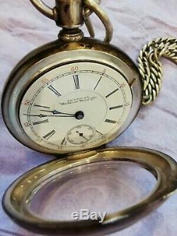 Antique 1889 American Waltham Silver Pocket Watch Double Hunter Case 18s 4025988