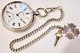 Antique 1889 Stg Silver Waltham K/w 18s O/f Pocket Watch Stg Chain & Fob Works