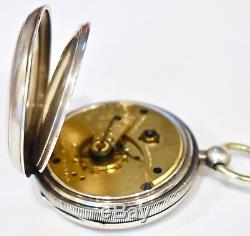 Antique 1889 Stg Silver Waltham K/W 18s O/F Pocket Watch Stg Chain & Fob Works