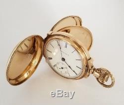 Antique 1890 Illinois Solid 10k Gold Dueber Double Hunter Box Hinge Pocket Watch