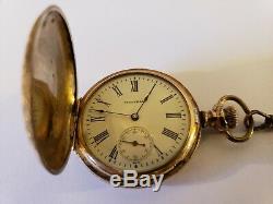 Antique 1890 WALTHAM Victorian Ladies 15J Gold G. F. Full Hunter Pocket Watch 6s