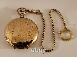 Antique 1890 WALTHAM Victorian Ladies Gold G. F. Full Hunter Pocket Watch withChain