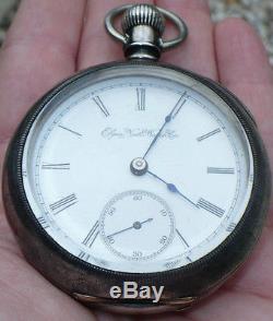 Antique 1895 Elgin Coin Silver 18 Size Pocket Watch Pocketwatch