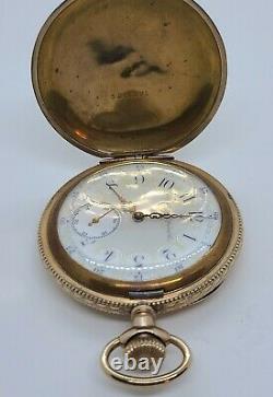 Antique 1898 ELGIN'Fancy Dial' Gold G. F. Victorian Full Hunter Pocket Watch 16s