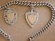 Antique 1899 London Albert Pocket Watch Chain (two Silver And Gold Medallions)