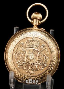 Antique 18K Gold Pocket Watch. Spain Royal Shield. Havana Switzerland. 1910