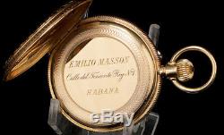 Antique 18K Gold Pocket Watch. Spain Royal Shield. Havana Switzerland. 1910
