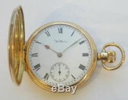 Antique 18ct Solid Gold, American Waltham Riverside Hunter Cased Pocket Watch