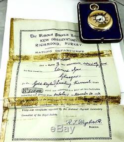 Antique 18ct gold 1/2 hunter Karrusel pocket watch with class A Kew certificate