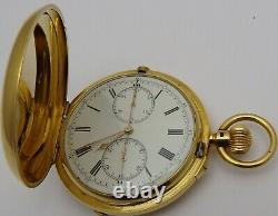 Antique 18ct gold freesprung minute recording flyback chronograph pocket watch
