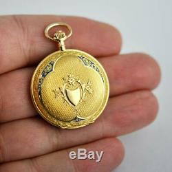 Antique 18k Solid Gold Pendant Hunter Signed National Watch Co Mint Overall