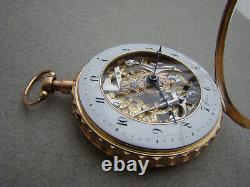 Antique 18k Solid Gold Skeletonized ¼ repeater geneve verge fusee pocket watch