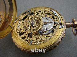 Antique 18k Solid Gold Skeletonized ¼ repeater geneve verge fusee pocket watch
