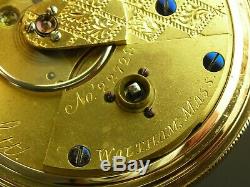 Antique 18s Waltham 1857 model key wind pocket watch. 14 k solid gold case. 1859