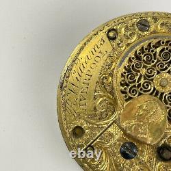 Antique 18thC Verge Pocket Watch Movement R Williams Liverpool Georgian Bust