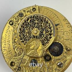 Antique 18thC Verge Pocket Watch Movement R Williams Liverpool Georgian Bust