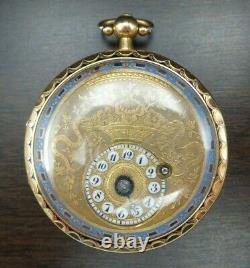 Antique 18th/19th Century European 18K Gold & Enamel Verge Fusee Pocket Watch