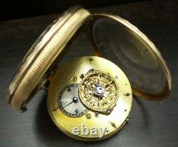 Antique 18th/19th Century European 18K Gold & Enamel Verge Fusee Pocket Watch