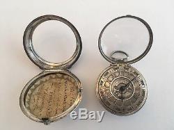 Antique 18th Century English Verge Pocket Watch Silver Champleve Dial London