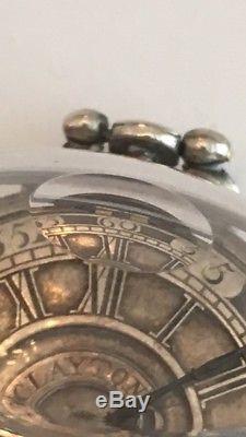 Antique 18th Century English Verge Pocket Watch Silver Champleve Dial London