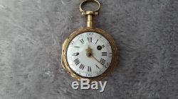 Antique 18th Century Gold and Enamel Verge Dumb Repeating Pocket Watch