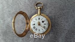 Antique 18th Century Gold and Enamel Verge Dumb Repeating Pocket Watch