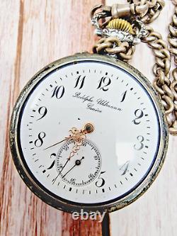 Antique 1900's Rodolphe Uhlmann Geneve Silver Pocket Watch Shooting Hunting 53mm