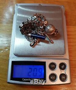 Antique 1900's Solid Silver Robert Pringle&lapis Lazuli Pocket Watch Chain&fob