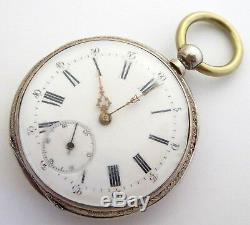 Antique 1900s German Silver and Gold Pocket Watch with Crescent Moon and Star
