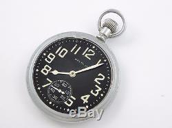 Antique 1900s Waltham Black Dialed Military Pocket Watch LAYBY