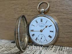 Antique 1902 J G Graves Serviced Sterling Silver Open Faced Pocket Watch Working