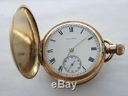 Antique 1903 Waltham Traveller Gold/P Full Hunter Pocket Watch VGC Rare
