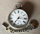 Antique 1905 Am Watch Co Solid Silver Half Hunter Pocket Watch With Fob & Key