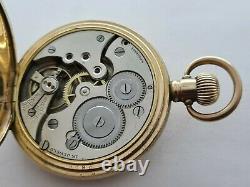 Antique 1905 Swiss Half Hunter 9ct Gold Plated Pocket Watch Requires Service