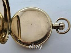 Antique 1905 Swiss Half Hunter 9ct Gold Plated Pocket Watch Requires Service