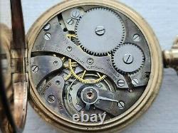 Antique 1905 Swiss Made 16s Gold Plated Pocket Watch Working No Glass Rare