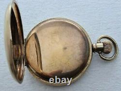 Antique 1905 Swiss Made 16s Gold Plated Pocket Watch Working No Glass Rare