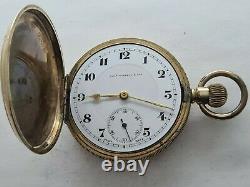 Antique 1905 Thomas Russell and Son Hunter Gold Plated Pocket Watch VGC Rare