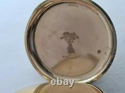 Antique 1905 Thomas Russell and Son Hunter Gold Plated Pocket Watch VGC Rare