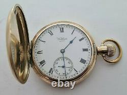 Antique 1905 Waltham Traveler Hunter Gold Plated Pocket Watch Working VGC Rare