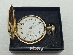 Antique 1905 Waltham USA Full Hunter Gold Plated Pocket Watch Working Box Rare